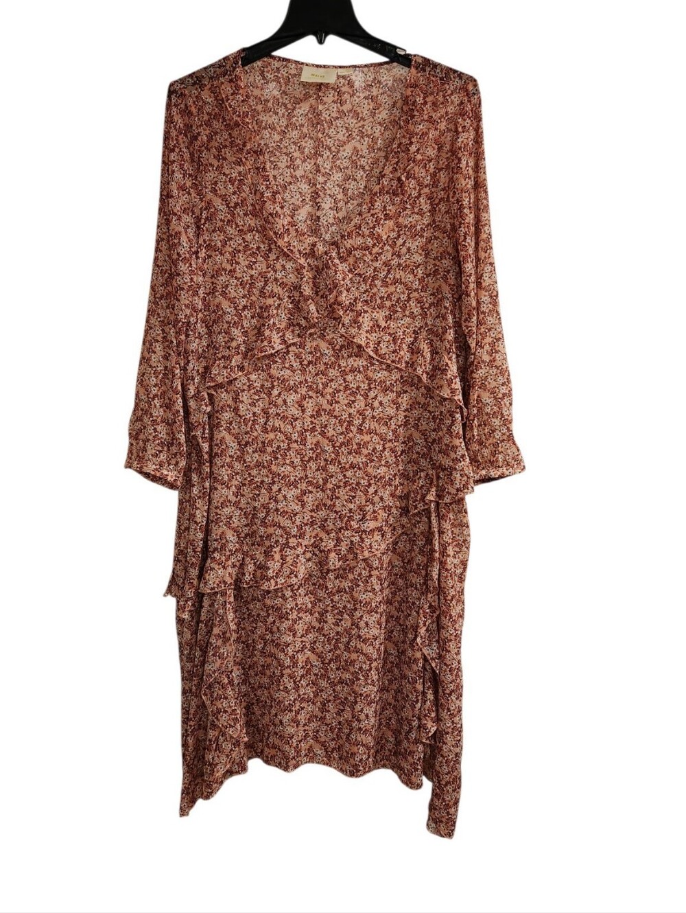 Maeve Anthropologie Sirena Ruffled Tunic Midi Dress Ditsy Floral Boho Size XL